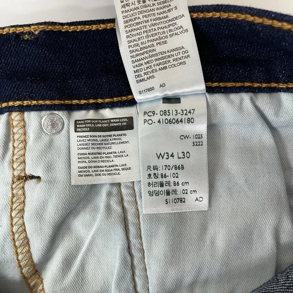 Levis Jeans Mens 34x30 Blue 514 Straight Fit Dark Wash Denim Grunge Cowboy
